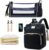 Diaper Bag Backpack with Changing Station, Nappy Baby Bags with Portable Changing Pad, 900D Waterproof Multi-Function Travel Portable Mommy Bag, Black