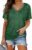 WIHOLL Womens Short Sleeve V Neck Dolman Tops with Side Shirring Loose Fit Shirts